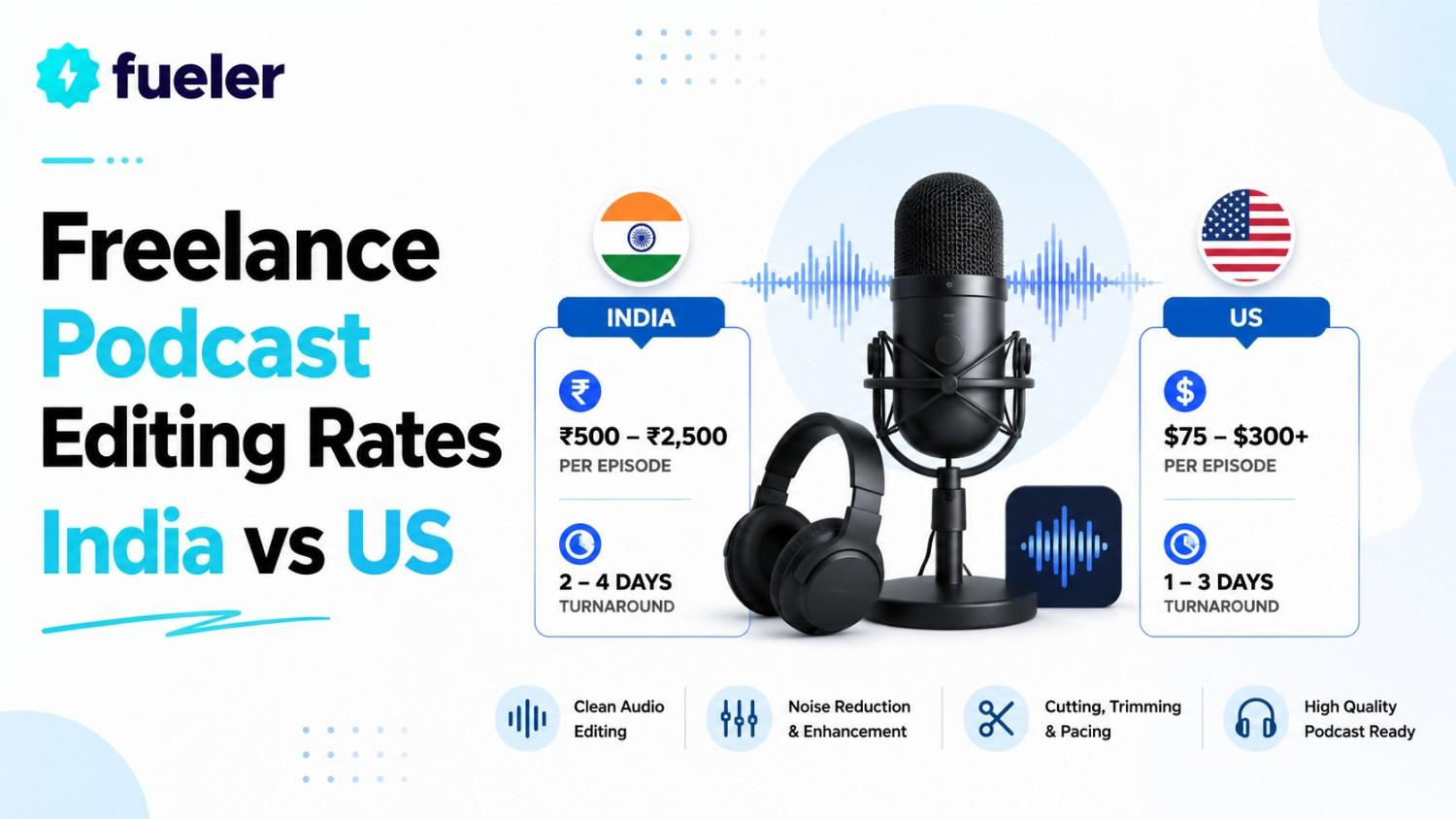 Freelance Podcast Editing Rates 2026: India vs US